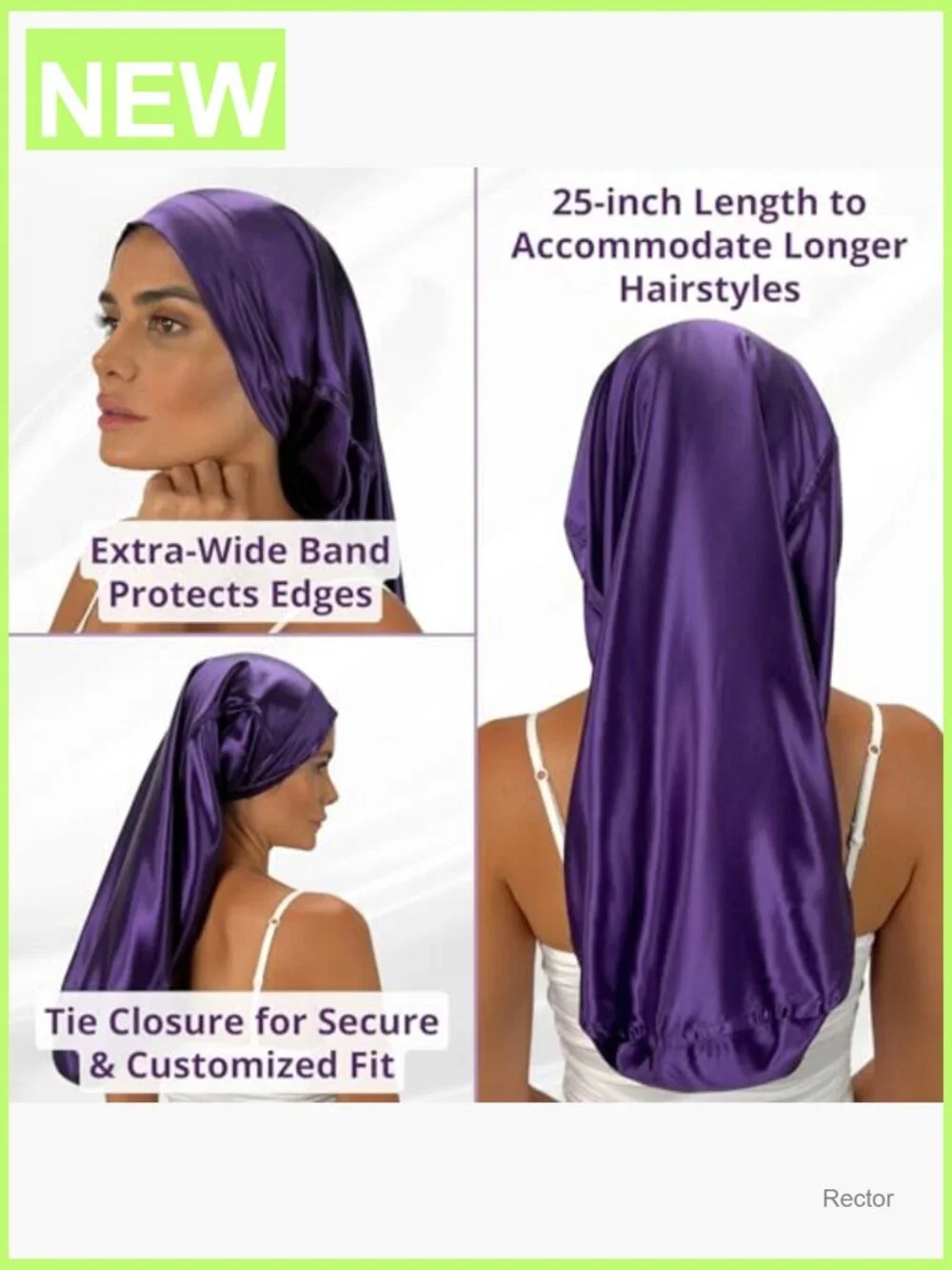 100% Mulberry Silk Sleep Bonnet - Reversible, Wide Band, Long Hair